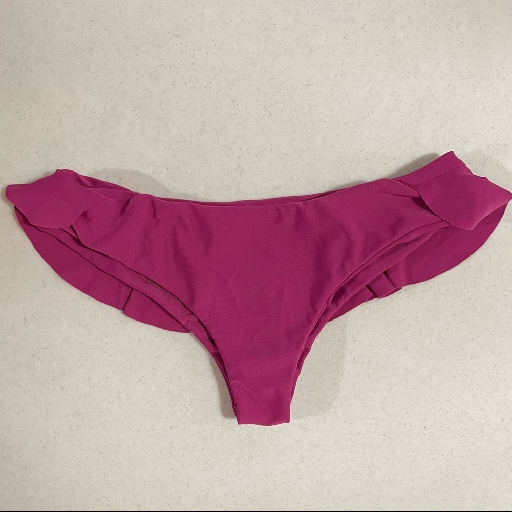 NWOT Tori Praver Cheeky Ruffle Bikini Bottoms In Magenta Pink / Purple Size XS
